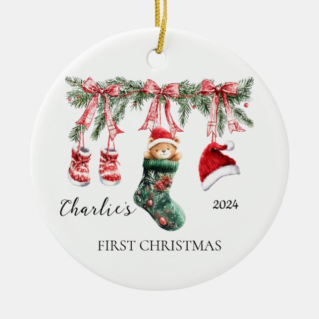 Baby's First Christmas Ornament - Teddy Bear (Front)