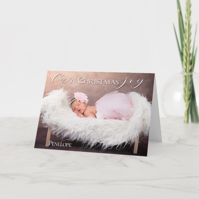 Baby's First Christmas Our Joy - YOUR BABY'S PHOTO Card (Front)
