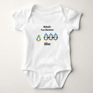 Baby's First Christmas Penguins Baby Bodysuit