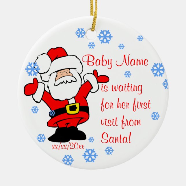 Baby's First Christmas Personalized Ornament (Front)