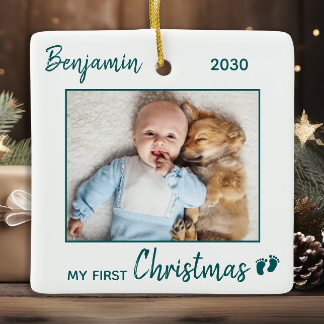 Baby's First Christmas Personalized Photo Holiday Ceramic Ornament (Creator Uploaded)