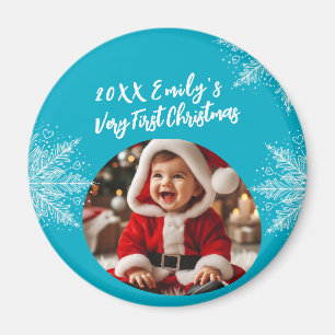 Baby's First Christmas Personalized Photo  Magnet