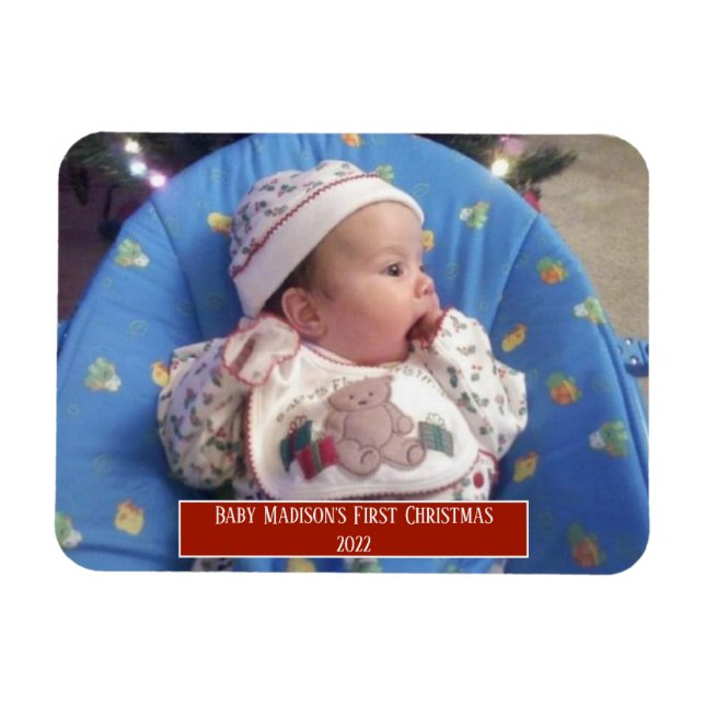 Baby's First Christmas Personalized Photo Magnet (Horizontal)