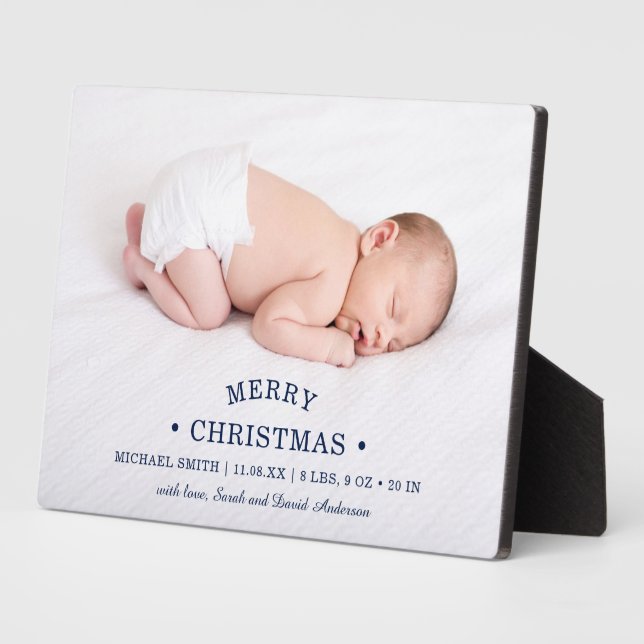 Baby's First Christmas Photo Birth Announcement Plaque (Side)