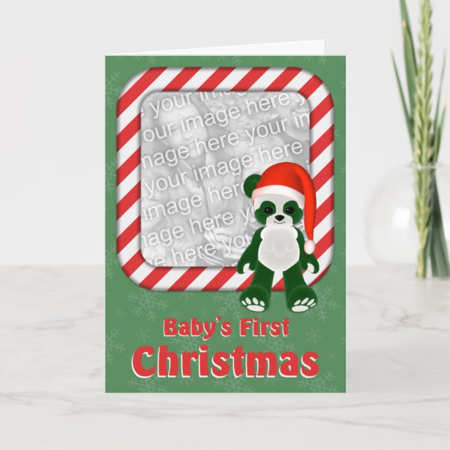 Baby's First Christmas Photo Card Template Frame (Front)