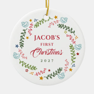 Baby's First Christmas Photo Ceramic Ornament