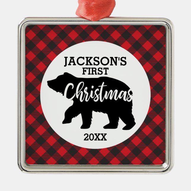 Babys First Christmas Photo Ceramic Ornament (Front)