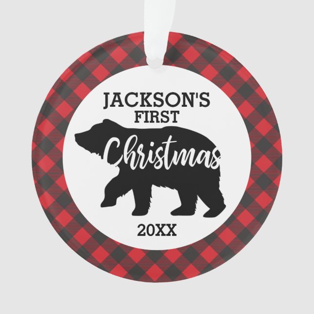 Babys First Christmas Photo Ceramic Ornament (Front)