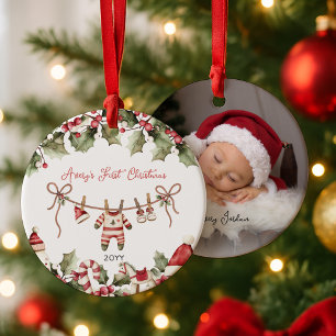 Baby's First Christmas Photo Ceramic Ornament