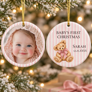 Baby's First Christmas Photo Ceramic Ornament