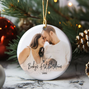 Baby's First Christmas Photo Ceramic Ornament