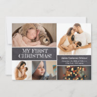 Baby's first Christmas Photo collage chalkboard 