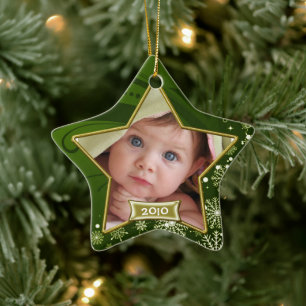 Baby's First Christmas Photo Frame Ceramic Ornament