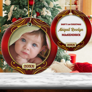 Baby's First Christmas Photo Frame Ceramic Ornament