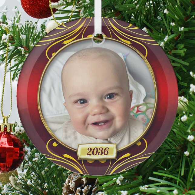 Baby's First Christmas Photo Frame  Glass Ornament (Creator Uploaded)