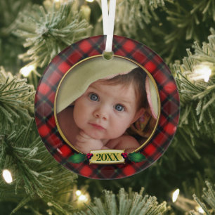 Baby's First Christmas Photo Frame  Glass Ornament