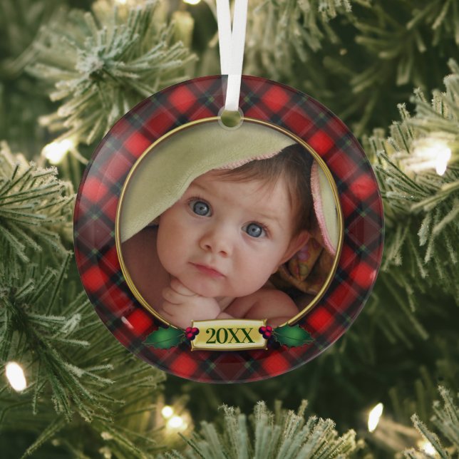 Baby's First Christmas Photo Frame  Glass Ornament (Insitu)