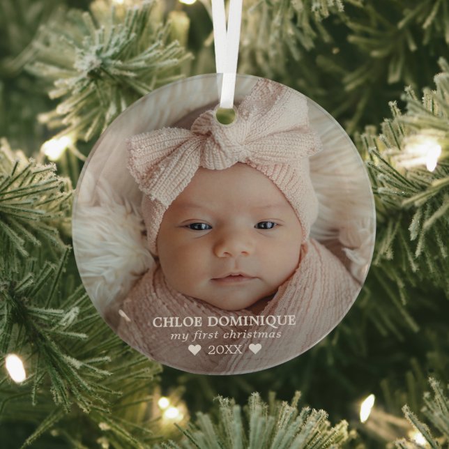 Baby's First Christmas Photo Glass Ornament (Insitu)
