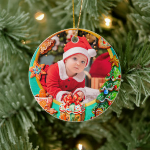 Baby's First Christmas Photo   Holiday Keepsake Ceramic Ornament