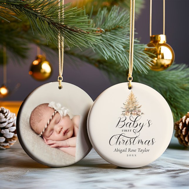 Baby's First Christmas Photo Keepsake Ceramic Ornament (Creator Uploaded)