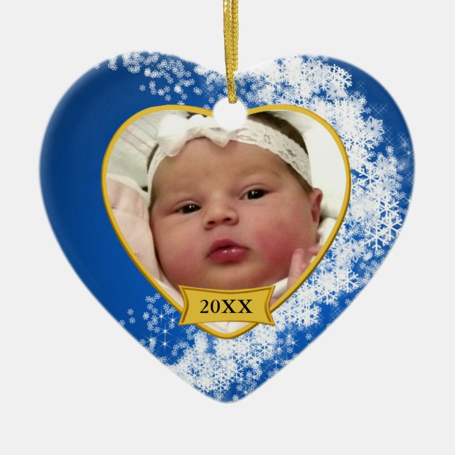 Baby's First Christmas Photo Keepsake Ceramic Ornament (Front)