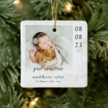 Baby's First Christmas Photo Marble Ceramic Ornament<br><div class="desc">A modern photo keepsake</div>