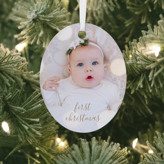 Baby's First Christmas Photo Metal Ornament (Insitu)