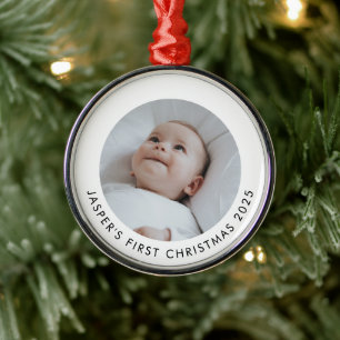 Baby's First Christmas Photo Metal Ornament