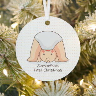 Baby's First Christmas Photo Metal Ornament