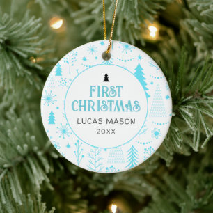 Baby's First Christmas Photo Modern Ceramic Ornament