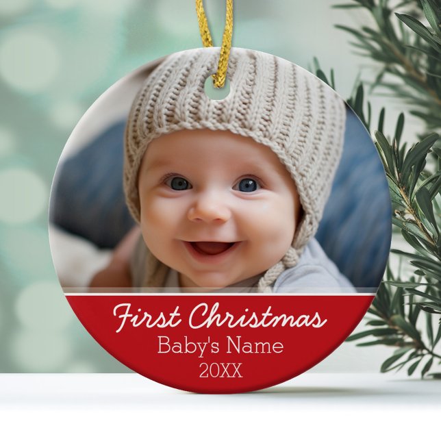 Baby's First Christmas Photo - Modern Minimalist Ceramic Ornament (Baby's First Christmas Photo Ornament)