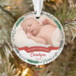 Baby's First Christmas Photo Ornament<br><div class="desc">Celebrate your baby's first Christmas with this photo ornament. Easily customize the wording and change the photo to create a memory which will last forever.</div>