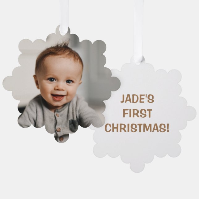Baby's First Christmas Photo Ornament Card (Front/Back)