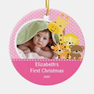 Babys First Christmas Photo Ornament Giraffe
