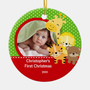 Babys First Christmas Photo Ornament Giraffe