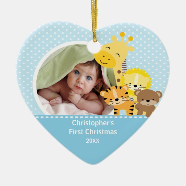 Babys First Christmas Photo Ornament Giraffe (Front)