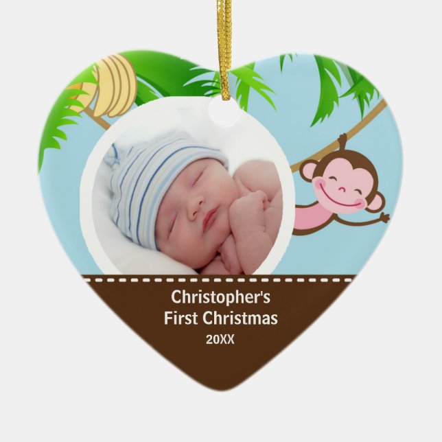 Baby's First Christmas Photo Ornament Monkey (Front)