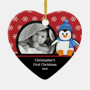 Babys First Christmas Photo Ornament Penguin