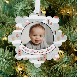 Baby's First Christmas Photo Personalized Holiday  Ornament Card