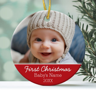 Baby's First Christmas Photo - Single Sided Ceramic Ornament