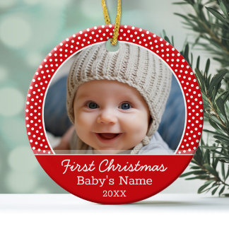Baby's First Christmas Photo - Single Sided Ceramic Ornament