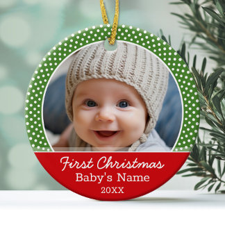 Baby's First Christmas Photo - Single Sided Ceramic Ornament
