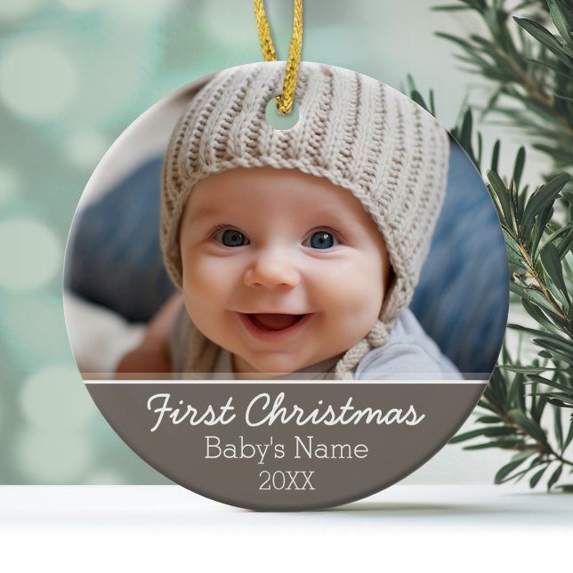 Baby's First Christmas Photo - Single Sided Ceramic Ornament (Personalized Christmas Photo Ornament)