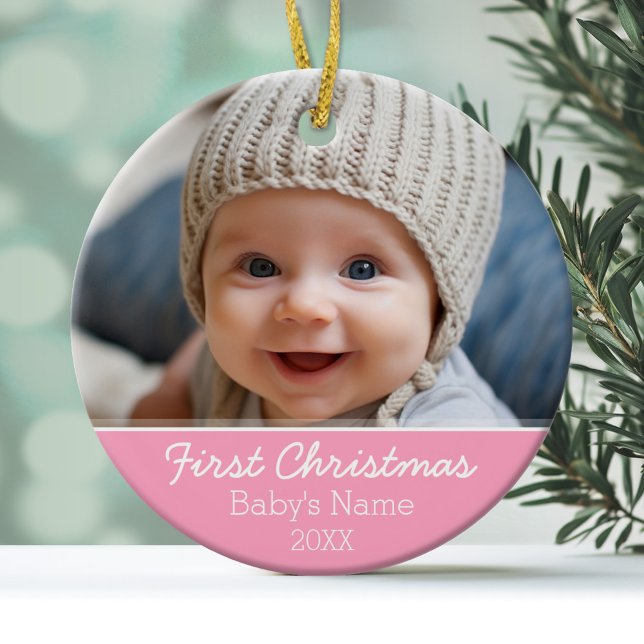 Baby's First Christmas Photo - Single Sided Ceramic Ornament (Personalized Photo Ornament)