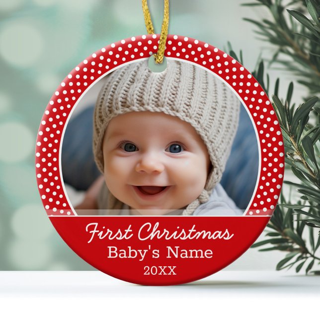 Baby's First Christmas Photo - Single Sided Ceramic Ornament (Personalized Christmas Photo Ornament)