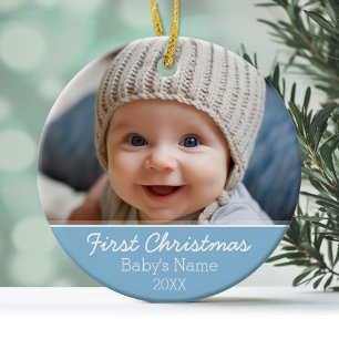 Baby's First Christmas Photo - Single Sided Metal Ornament