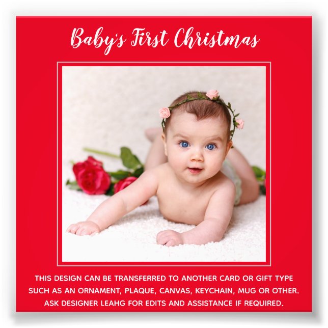 Babys First Christmas PHOTO Template - Create Own (Front)