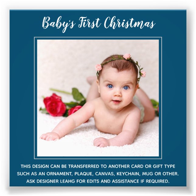 Babys First Christmas PHOTO Template - Create Own Print (Front)
