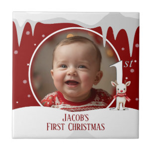 Baby's First Christmas Photo Tile