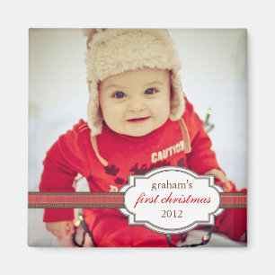 Baby's First Christmas Photo with Faux Ribbon Magnet